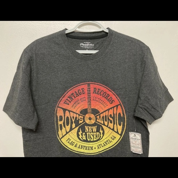 Flag & Anthem Mens T-Shirt Medium Dark Grey Graphic Tee Short Sleeve Guitar NWT - Picture 4 of 10